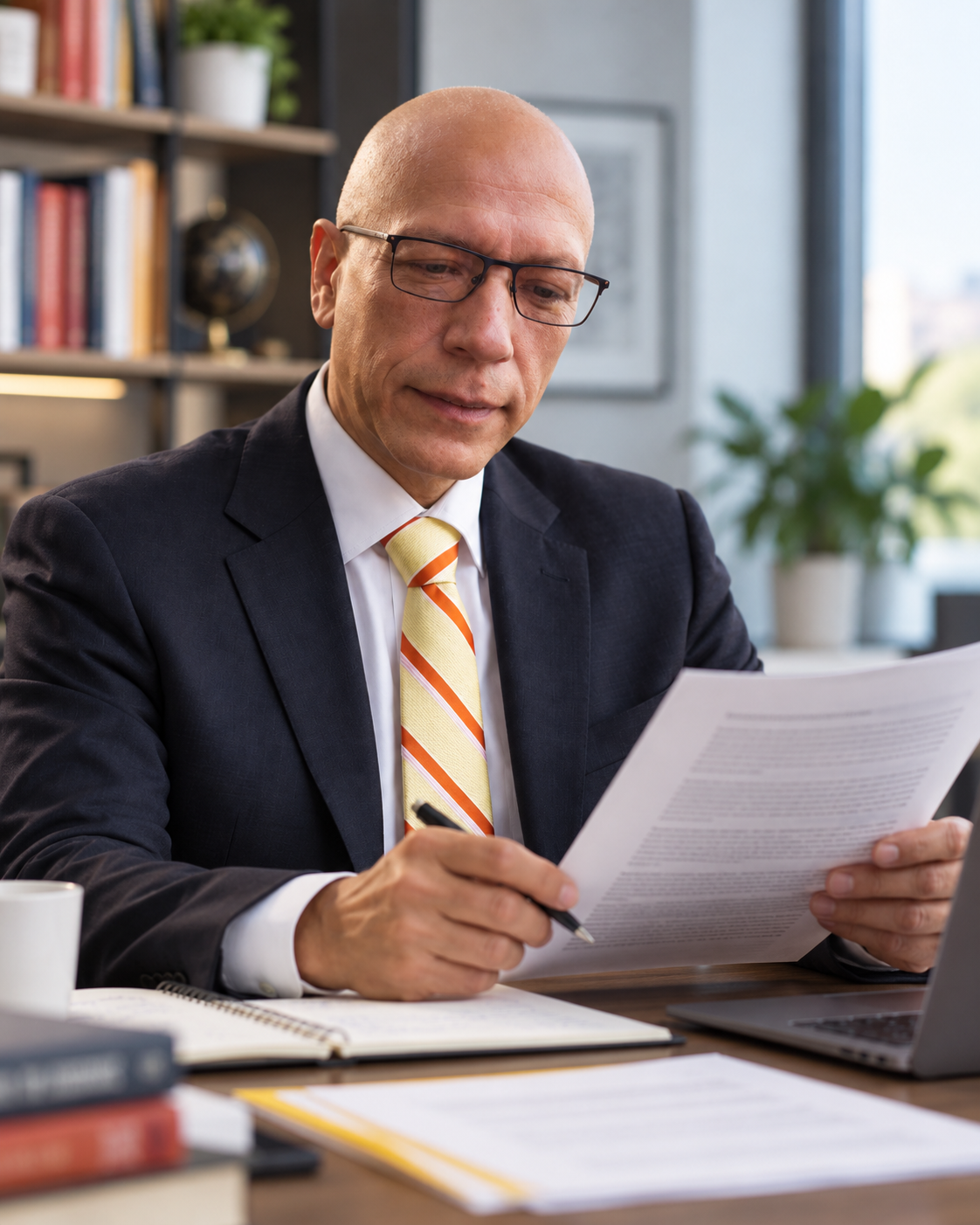 Isaac Guzmán revisando documentos